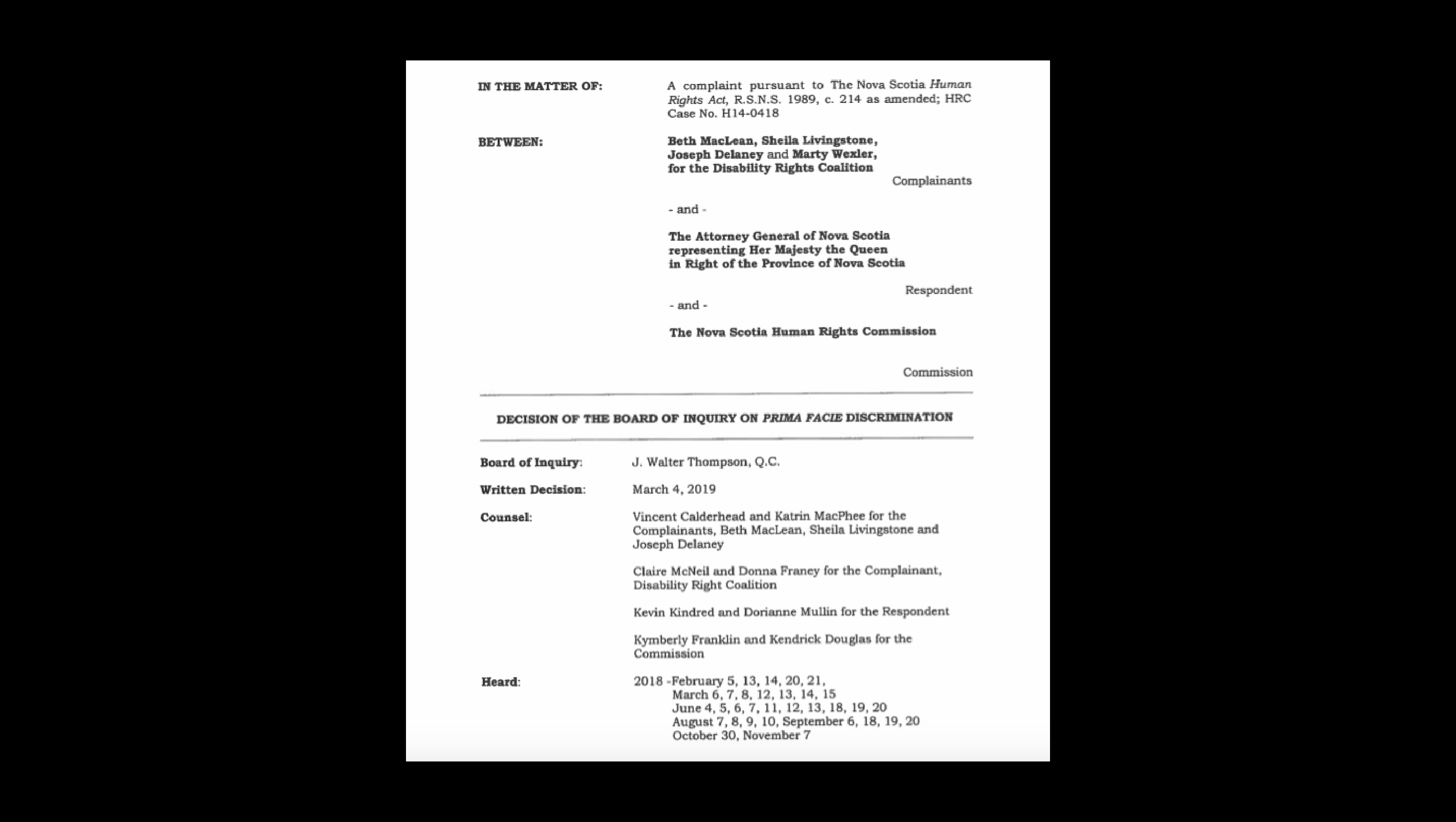 Cover of a court document typed in black and white
